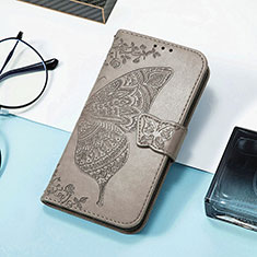 Leather Case Stands Butterfly Flip Cover Holder S01D for Samsung Galaxy F13 4G Gray