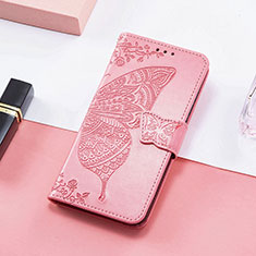 Leather Case Stands Butterfly Flip Cover Holder S01D for Samsung Galaxy F13 4G Hot Pink
