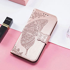 Leather Case Stands Butterfly Flip Cover Holder S01D for Samsung Galaxy M13 4G Pink