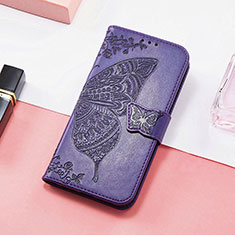 Leather Case Stands Butterfly Flip Cover Holder S01D for Samsung Galaxy M13 4G Purple