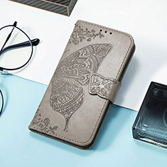 Leather Case Stands Butterfly Flip Cover Holder S01D for Samsung Galaxy M13 5G Gray