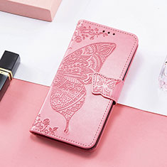 Leather Case Stands Butterfly Flip Cover Holder S01D for Samsung Galaxy M13 5G Hot Pink