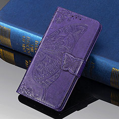 Leather Case Stands Butterfly Flip Cover Holder S01D for Samsung Galaxy S21 Ultra 5G Purple