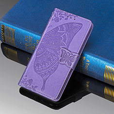 Leather Case Stands Butterfly Flip Cover Holder S01D for Samsung Galaxy S22 Ultra 5G Clove Purple