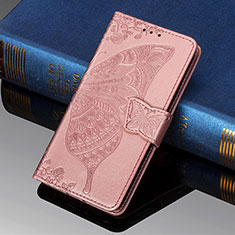 Leather Case Stands Butterfly Flip Cover Holder S01D for Samsung Galaxy S22 Ultra 5G Pink