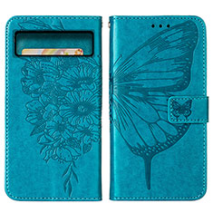 Leather Case Stands Butterfly Flip Cover Holder Y01B for Google Pixel 8 Pro 5G Blue