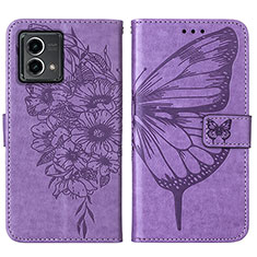 Leather Case Stands Butterfly Flip Cover Holder Y01B for Motorola Moto G Stylus (2023) 4G Clove Purple