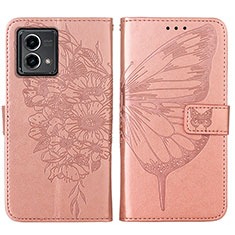 Leather Case Stands Butterfly Flip Cover Holder Y01B for Motorola Moto G Stylus (2023) 4G Rose Gold