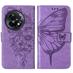 Leather Case Stands Butterfly Flip Cover Holder Y01B for OnePlus 11R 5G Clove Purple