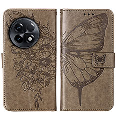 Leather Case Stands Butterfly Flip Cover Holder Y01B for OnePlus 11R 5G Gray