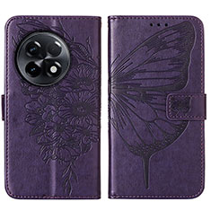 Leather Case Stands Butterfly Flip Cover Holder Y01B for OnePlus 11R 5G Purple