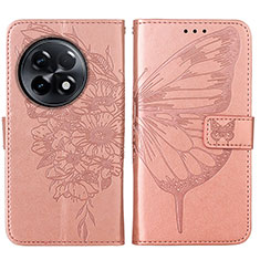 Leather Case Stands Butterfly Flip Cover Holder Y01B for OnePlus 11R 5G Rose Gold
