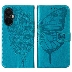 Leather Case Stands Butterfly Flip Cover Holder Y01B for OnePlus Nord CE 3 5G Blue
