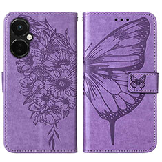 Leather Case Stands Butterfly Flip Cover Holder Y01B for OnePlus Nord CE 3 5G Clove Purple