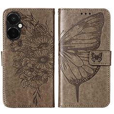 Leather Case Stands Butterfly Flip Cover Holder Y01B for OnePlus Nord CE 3 5G Gray