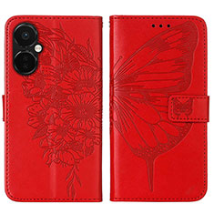 Leather Case Stands Butterfly Flip Cover Holder Y01B for OnePlus Nord CE 3 5G Red