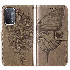 Leather Case Stands Butterfly Flip Cover Holder Y01B for OnePlus Nord N200 5G Gray