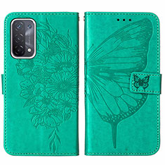 Leather Case Stands Butterfly Flip Cover Holder Y01B for OnePlus Nord N200 5G Green