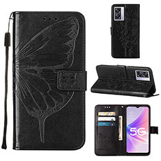 Leather Case Stands Butterfly Flip Cover Holder Y01B for OnePlus Nord N300 5G Black