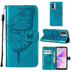 Leather Case Stands Butterfly Flip Cover Holder Y01B for OnePlus Nord N300 5G Blue