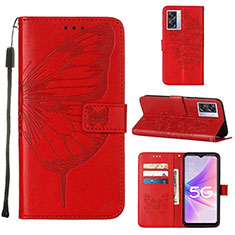 Leather Case Stands Butterfly Flip Cover Holder Y01B for OnePlus Nord N300 5G Red
