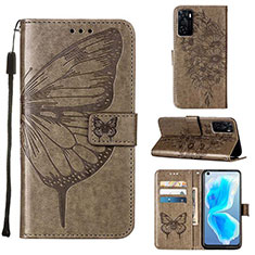 Leather Case Stands Butterfly Flip Cover Holder Y01B for Oppo A55S 5G Gray