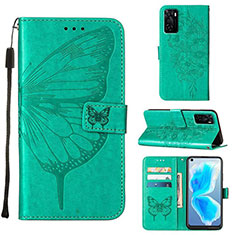 Leather Case Stands Butterfly Flip Cover Holder Y01B for Oppo A55S 5G Green