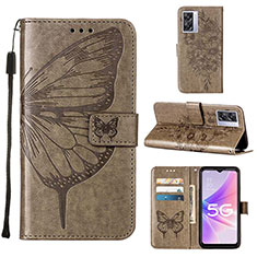 Leather Case Stands Butterfly Flip Cover Holder Y01B for Oppo A56S 5G Gray