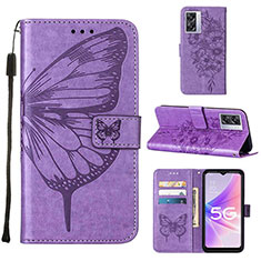 Leather Case Stands Butterfly Flip Cover Holder Y01B for Oppo A57 5G Clove Purple