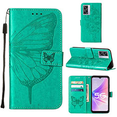 Leather Case Stands Butterfly Flip Cover Holder Y01B for Oppo A57 5G Green