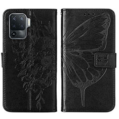 Leather Case Stands Butterfly Flip Cover Holder Y01B for Oppo A94 4G Black