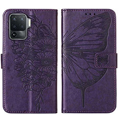Leather Case Stands Butterfly Flip Cover Holder Y01B for Oppo A94 4G Purple