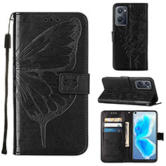 Leather Case Stands Butterfly Flip Cover Holder Y01B for Oppo A96 4G Black