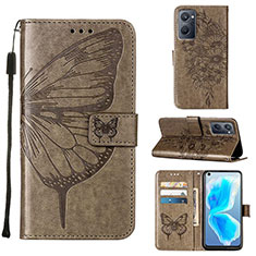 Leather Case Stands Butterfly Flip Cover Holder Y01B for Oppo A96 4G Gray