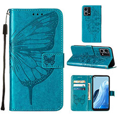 Leather Case Stands Butterfly Flip Cover Holder Y01B for Oppo F21s Pro 4G Blue