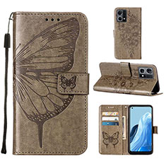 Leather Case Stands Butterfly Flip Cover Holder Y01B for Oppo F21s Pro 4G Gray