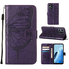 Leather Case Stands Butterfly Flip Cover Holder Y01B for Oppo F21s Pro 4G Purple