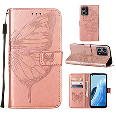 Leather Case Stands Butterfly Flip Cover Holder Y01B for Oppo F21s Pro 4G Rose Gold