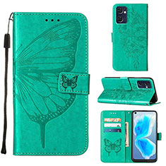 Leather Case Stands Butterfly Flip Cover Holder Y01B for Oppo Reno7 5G Green
