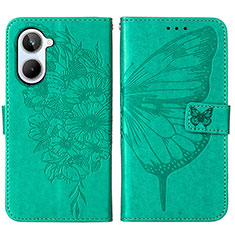 Leather Case Stands Butterfly Flip Cover Holder Y01B for Realme 10 4G Green