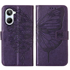 Leather Case Stands Butterfly Flip Cover Holder Y01B for Realme 10 4G Purple