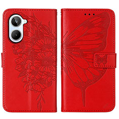 Leather Case Stands Butterfly Flip Cover Holder Y01B for Realme 10 4G Red
