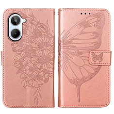 Leather Case Stands Butterfly Flip Cover Holder Y01B for Realme 10 4G Rose Gold