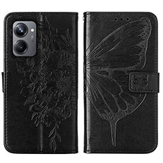 Leather Case Stands Butterfly Flip Cover Holder Y01B for Realme 10 Pro 5G Black