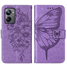 Leather Case Stands Butterfly Flip Cover Holder Y01B for Realme 10 Pro 5G Clove Purple