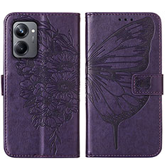 Leather Case Stands Butterfly Flip Cover Holder Y01B for Realme 10 Pro 5G Purple