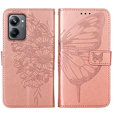 Leather Case Stands Butterfly Flip Cover Holder Y01B for Realme 10 Pro 5G Rose Gold