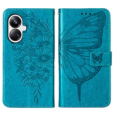 Leather Case Stands Butterfly Flip Cover Holder Y01B for Realme 10 Pro+ Plus 5G Blue