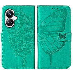 Leather Case Stands Butterfly Flip Cover Holder Y01B for Realme 10 Pro+ Plus 5G Green