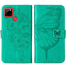 Leather Case Stands Butterfly Flip Cover Holder Y01B for Realme C25 Green